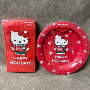 Hello Kitty Christmas Paper Plates and Napkins